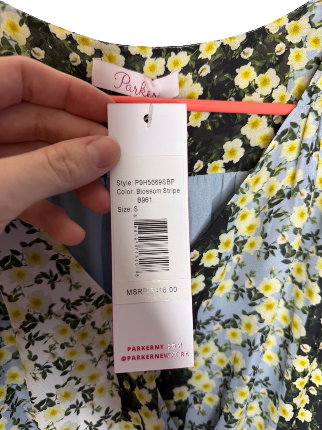 Nwt Parker Blossom Stripe Floral Asymmetrical Midi Dress Small — image 6 of 6